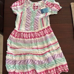 Japna Pink and Purple Ruffled Sundress with Puff Sleeves